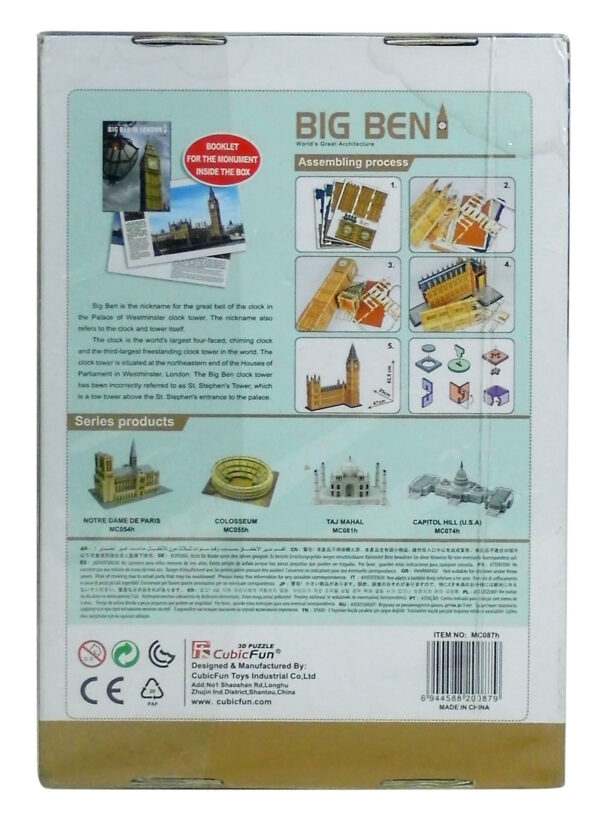 Cubic Fun 3d Puzzle Big Ben Worlds Great Architecture - 117 Pieces-2931