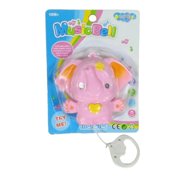 Babys First Musical Elephant Pull String Toy - Pink-0