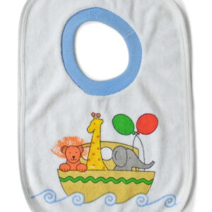 Babys World Printed Round Neck Cotton Bib - White & Blue-0