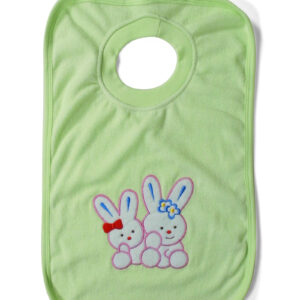 Babys World Hunny Bunny Print Round Neck Cotton Bib - Green-0