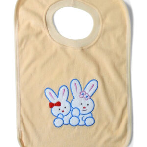 Babys World Hunny Bunny Print Round Neck Cotton Bib - Orange-0