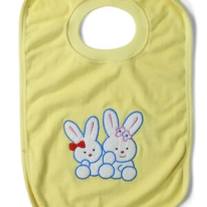 Babys World Hunny Bunny Print Round Neck Cotton Bib - Yellow-0