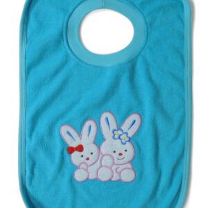 Babys World Hunny Bunny Print Round Neck Cotton Bib - Blue-0