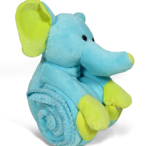 Baby Soft Blanket With Elephant Plush Animal Toy - Cream-3091