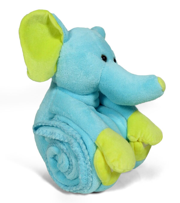 Baby Soft Blanket With Elephant Plush Animal Toy - Cream-3091