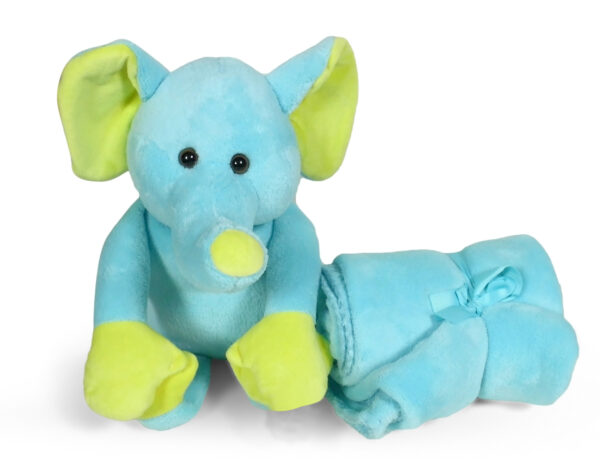 Baby Soft Blanket With Elephant Plush Animal Toy - Cream-3093