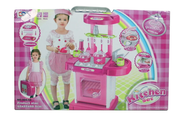 Battery Operated Kids Kitchen Sets With Light And Sound Carry Case -008-58-3158