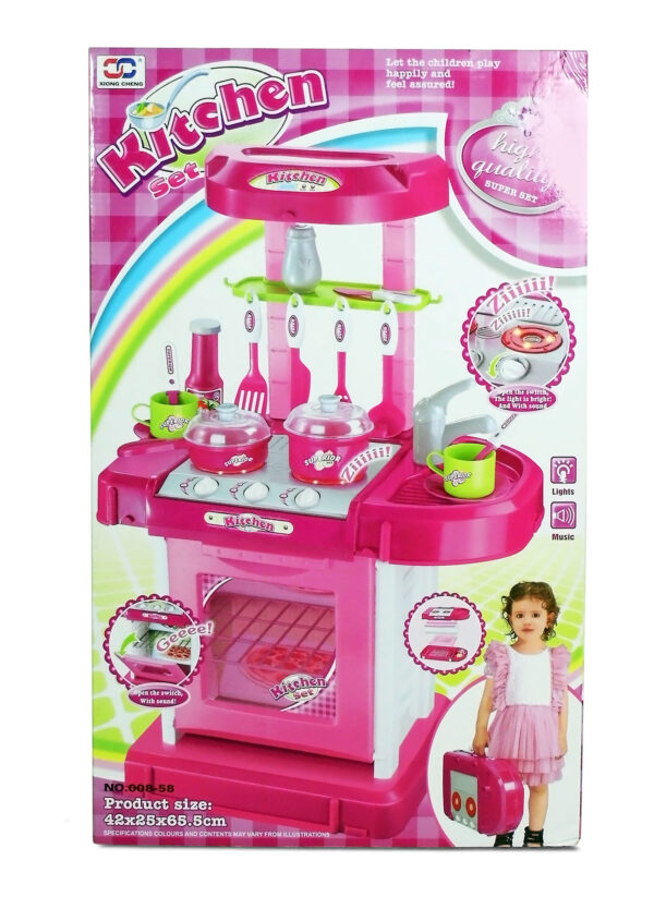 Battery Operated Kids Kitchen Sets With Light And Sound Carry Case -008-58-3160