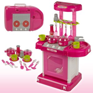 Battery Operated Kids Kitchen Sets With Light And Sound Carry Case -008-58-3159