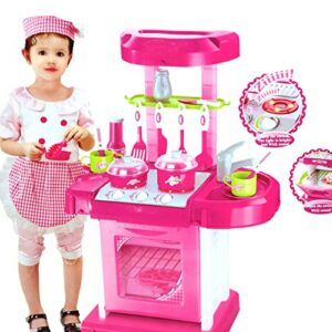 Battery Operated Kids Kitchen Sets With Light And Sound Carry Case -008-58-3162