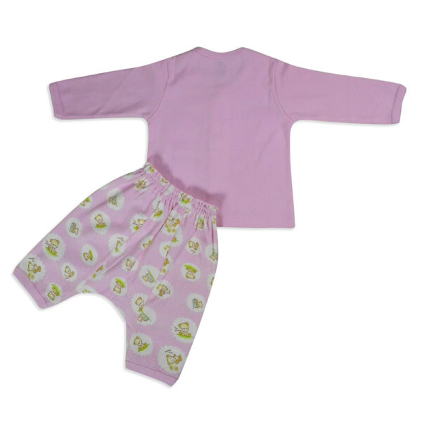 Zero Full Sleeves Front Open Vest With Diaper Legging - Pink-4174