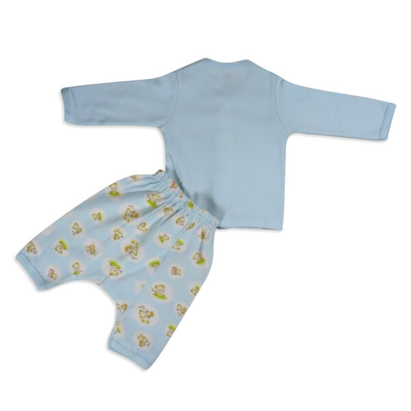 Zero Full Sleeves Front Open Vest With Diaper Legging - Sky Blue-4177