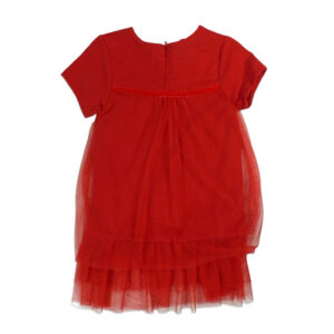 Fancy Dress With Capry & Hair Band - Red-4620