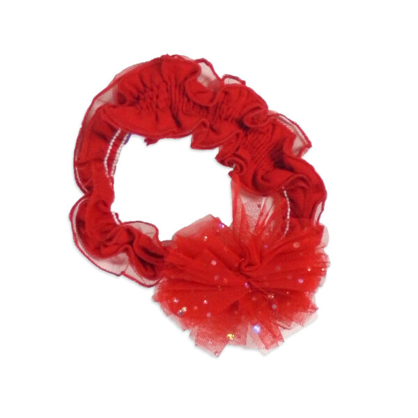Fancy Dress With Capry & Hair Band - Red-4617