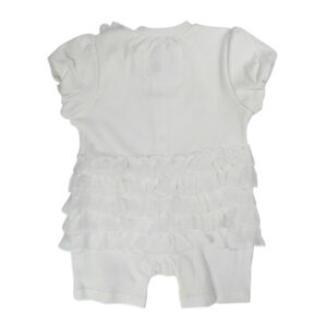 Half Sleeves Fancy Rompers - White-4640