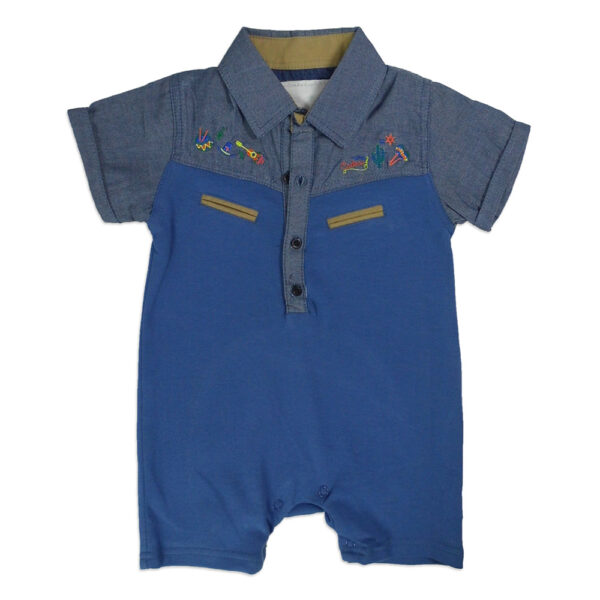 Half Sleeves Onesies - Blue & Grey-0