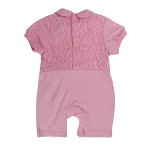 Mini Baby Half Sleeves Back Open Romper - Pink-4664