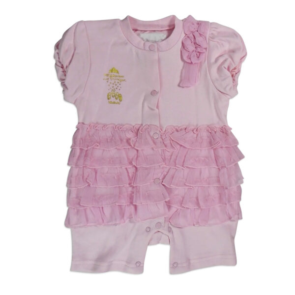 Half Sleeves Fancy Romper, Onesies, Bodysuit - Pink-0