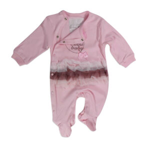 Mini Baby Full Sleeves Footed Romper - Pink-0