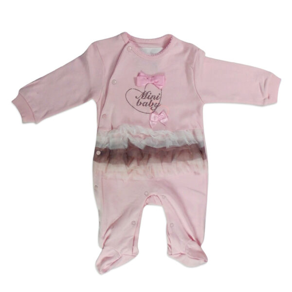 Mini Baby Full Sleeves Footed Romper - Pink-4647