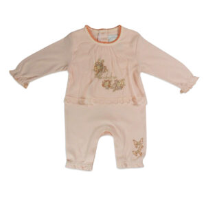 Mini Baby Full Sleeves Back Open Romper - Peach-0