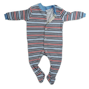 Full Sleeves Footed Rompers, Onesies Set Of 3 - Blue & White-4295