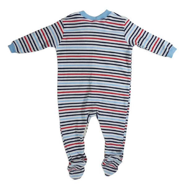 Full Sleeves Footed Rompers, Onesies Set Of 3 - Blue & White-4298