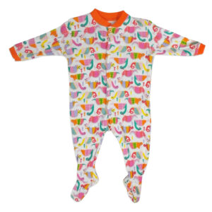 Mini Berry Footed Romper Set Of 3 - Orange & Pink-4317