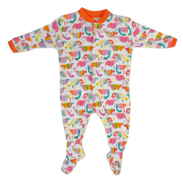 Mini Berry Footed Romper Set Of 3 - Orange & Pink-4317