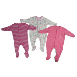 Mini Berry Footed Romper set of 3 - Pink & White-0