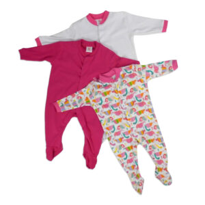 Mini Berry Full Sleeves Footed Romper Set of 3 - Multi Print-0