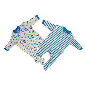 Mini Berry Footed Romper Set of 2 - Blue & White-0