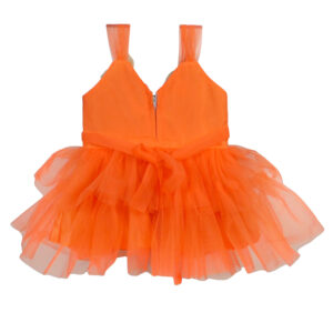 Net Overlay Fancy Dress (Frock) - Orange-5090