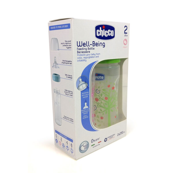 Chicco Well Being Feeding Bottle Benesere 250ml (pink/green)-5219