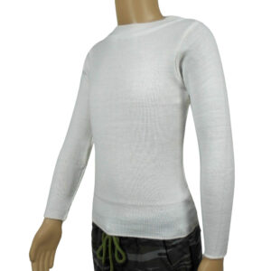 Round Neck Solid White Skivvy-5047