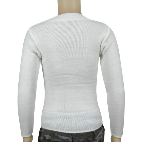 Round Neck Solid White Skivvy-5045