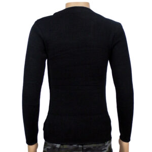 Round Neck Solid Black Skivvy-5048