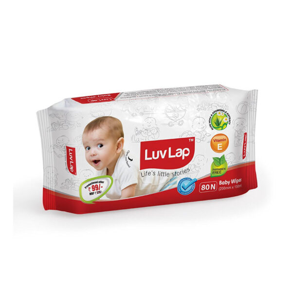 Luvlap Paraben Free Baby Wet Wipes with Aloe Vera - 80 Wipes-0