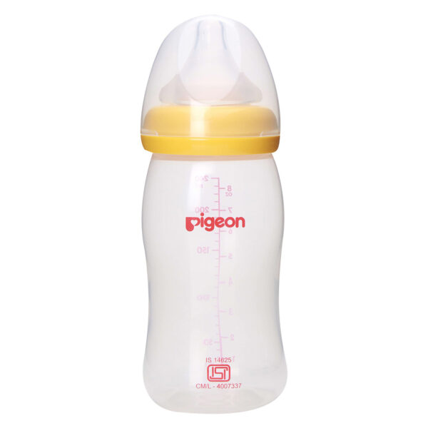 Pigeon Peristaltic Plus Plastic Wide Neck Feeding Bottle Yellow - 240 ml-5970
