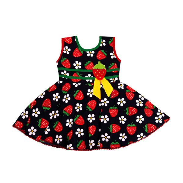 Cotton Frock Blue Strawberry Print-0