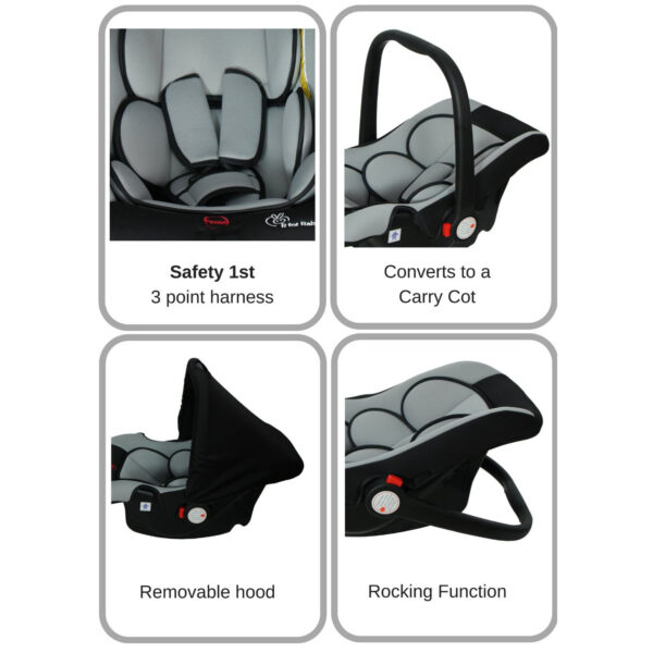 R for Rabbit's Picaboo - Infant Car Seat Cum Carry Cot (Black Grey)-6470