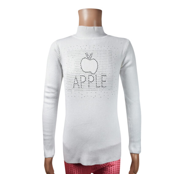 Full Sleeve High Neck Skivvy Apple Print - White-0