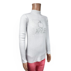 Full Sleeve High Neck Skivvy Apple Print - White-6642