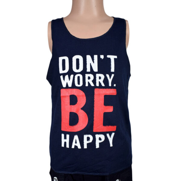 Be Happy Quotes Kids Trendy Vest - Navy Blue-0