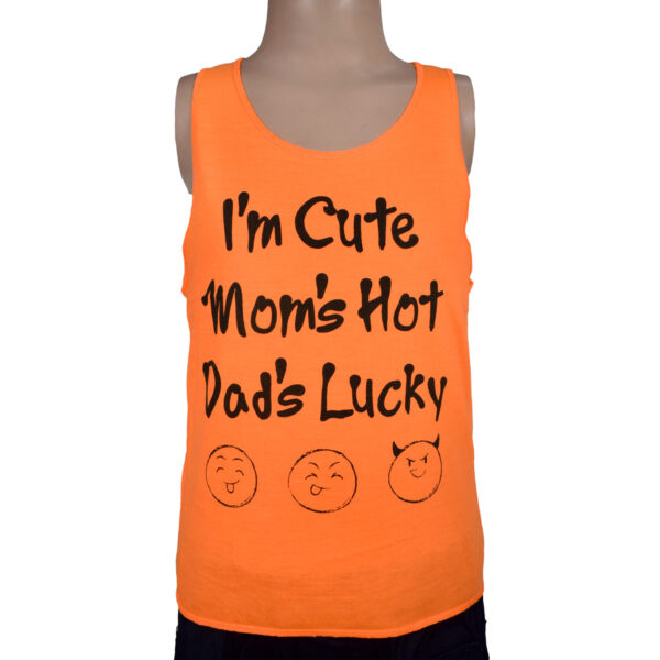 I"m Cute Quotes Kids Trendy Vest - Shinny Orange-0