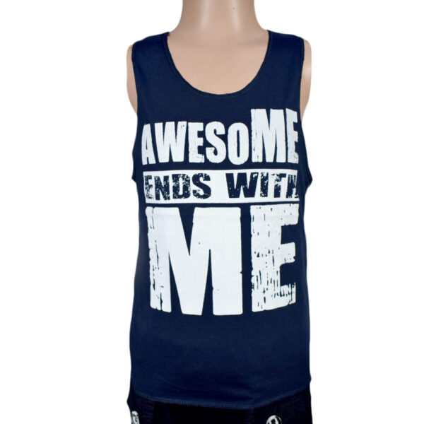 Awesome Ends With Me Quotes Kids Trendy Vest - Navy Blue-0