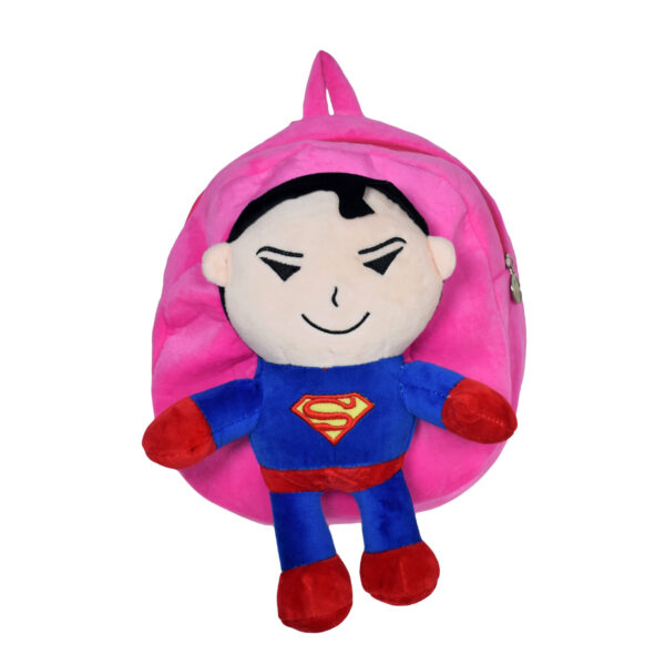 Super Soft Baby Plush School Bag WIth Super Man Character - Pink-0