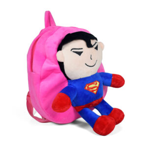 Super Soft Baby Plush School Bag WIth Super Man Character - Pink-8277