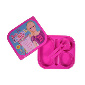 Barbie School Lunch Box With Spoon & Fork - Pink-8325