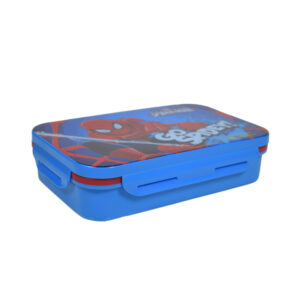 Spider Man Insulated Lunch Box With Spoon Cum Folk - Blue/Red-0